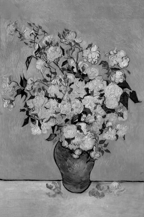 Rosas, Vincent van Gogh en blanco y negro