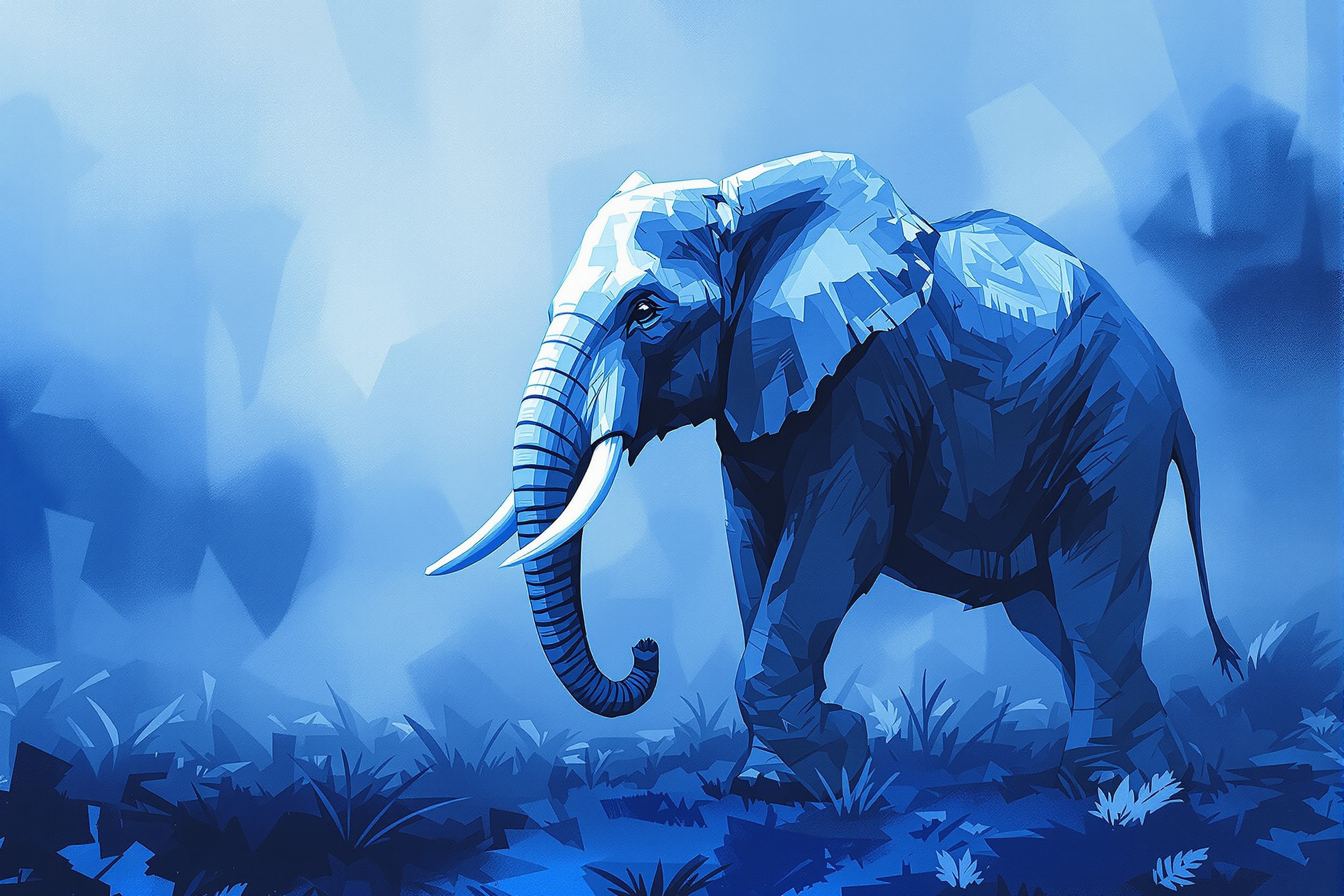 Elefante Azul al Amanecer
