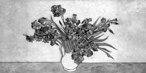 Lirios, Vincent van Gogh en blanco y negro