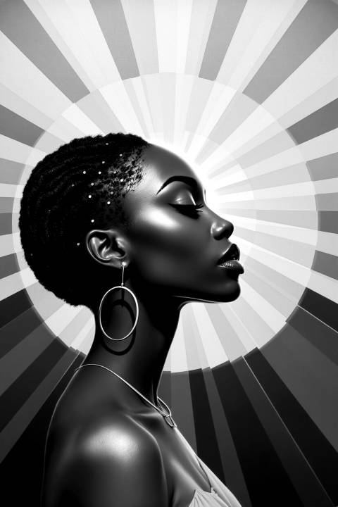 Radiance: Aurora Dorada en blanco y negro
