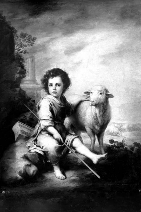 El Buen Pastor, Bartolomé Esteban Murillo en blanco y negro