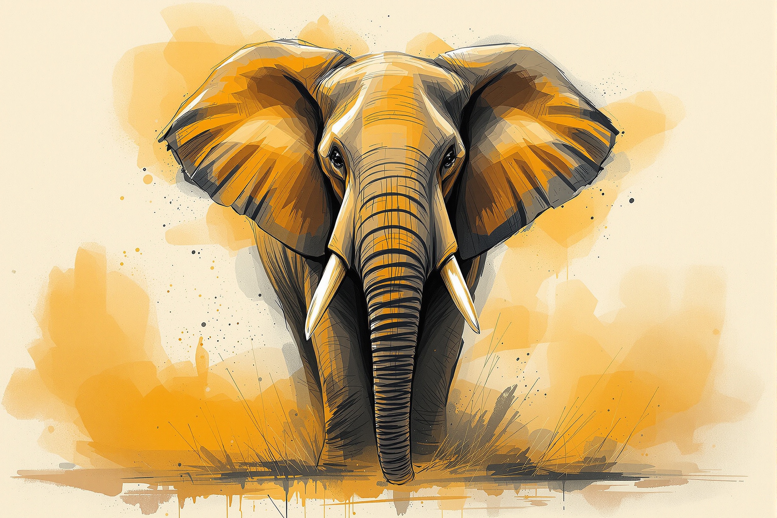 Elefante en Trazos de Ámbar