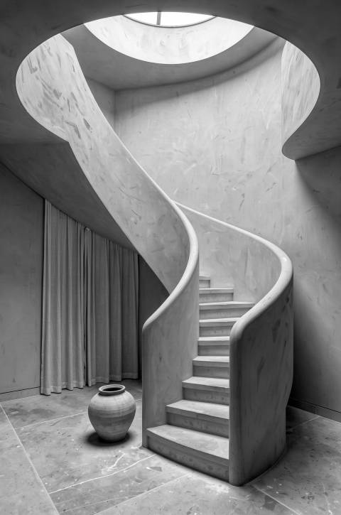 Escalera de Yeso en blanco y negro