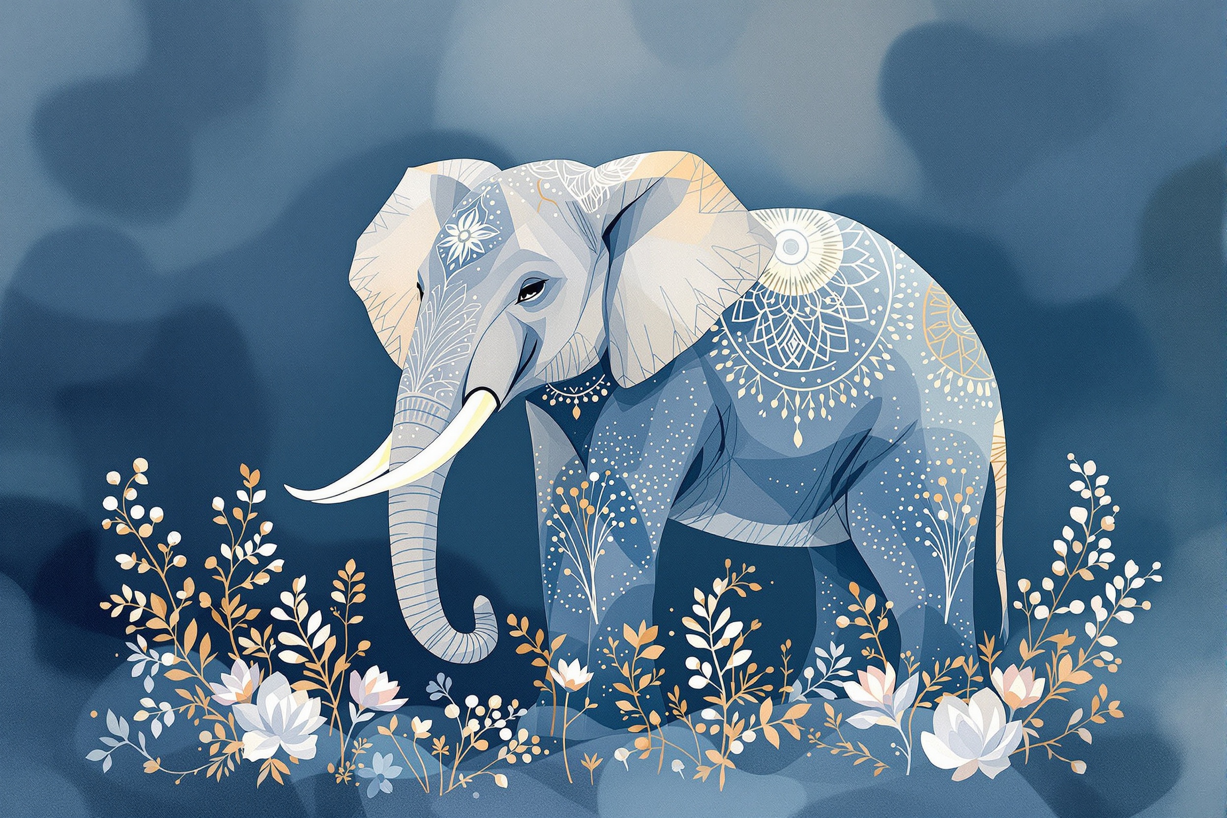 Elefante Índigo Onírico