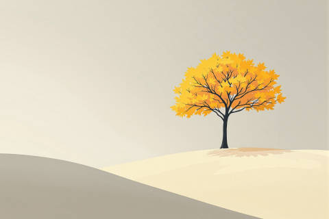 Ginkgo Dorado sobre Colina de Ceniza
