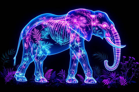 Elefante Radiografía Botánica Neón