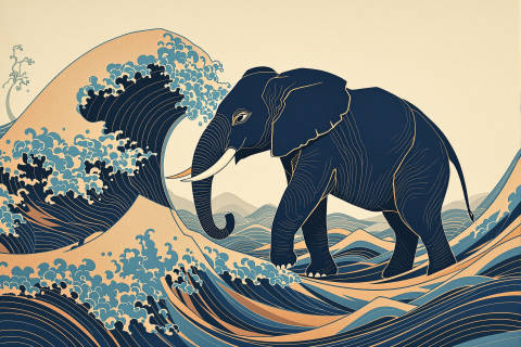 Elefante Índigo del Amanecer
