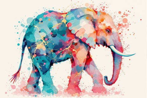 Elefante Turquesa en Marea de Tinta