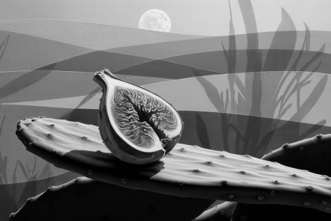 Higo de Luna, Serenidad Japandi en blanco y negro