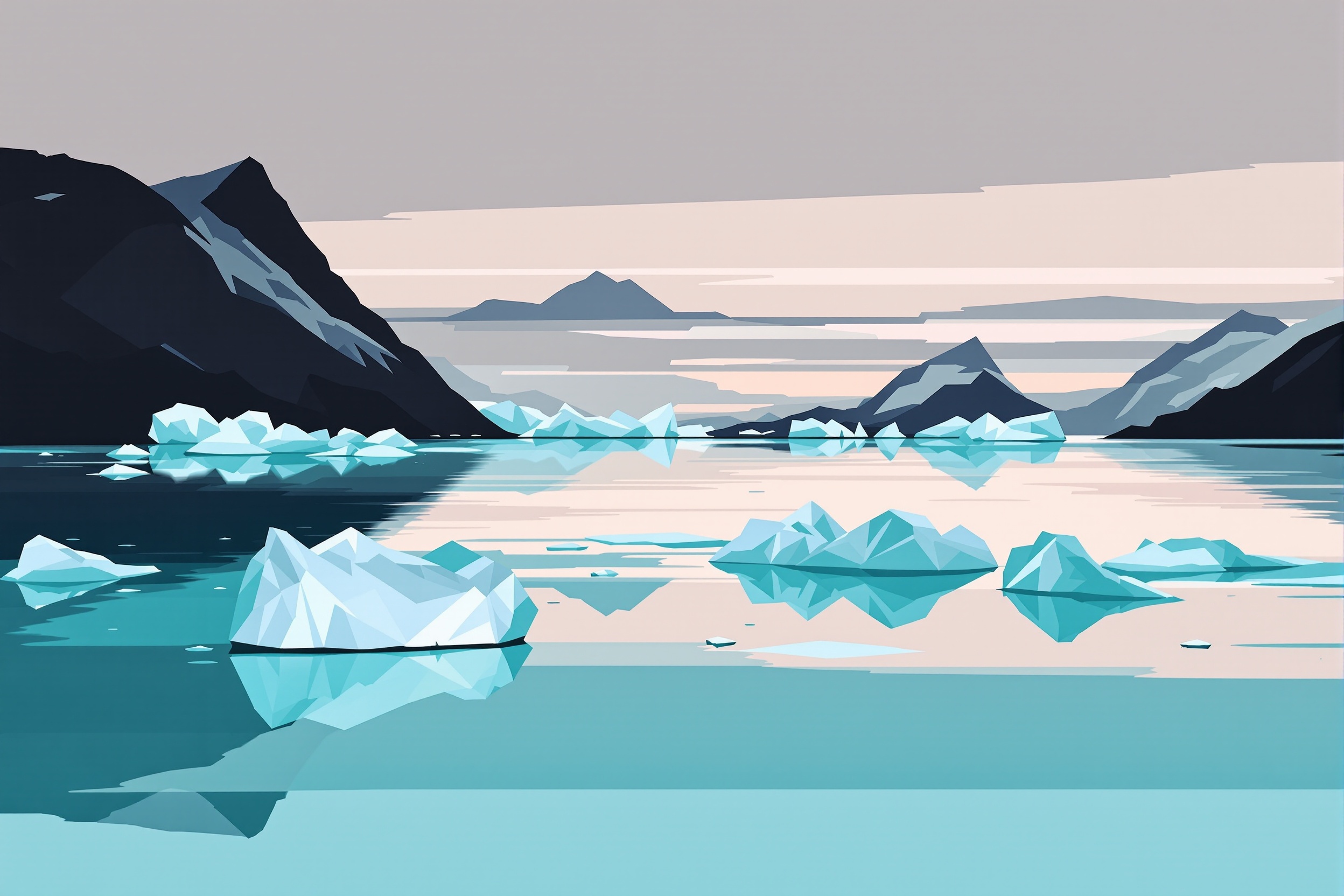 Témpanos al Alba: Geometría Glaciar