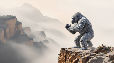 Silverback en la Bruma — Terrazzo Pastel
