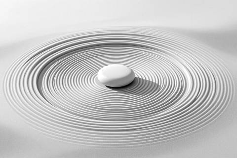 Impulso Zen · Grava Geométrica en blanco y negro