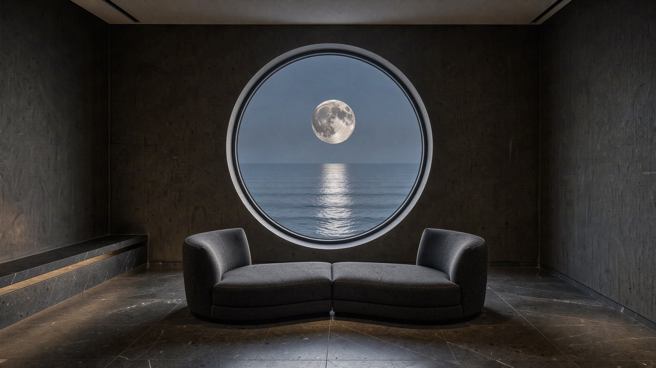 Cuadro decorativo de sala con ventana a la luna — Luna en el Ventanal ...