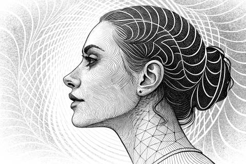 Perfil Índigo en Movimiento en blanco y negro