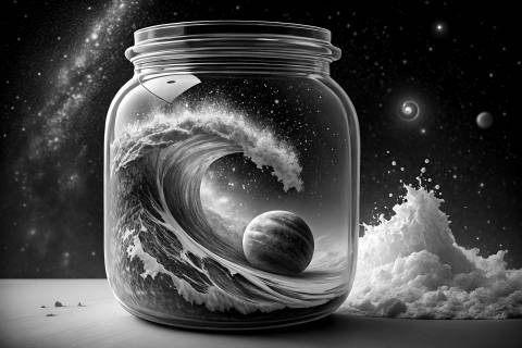Neptuno en Frasco: Asombro Neoplástico en blanco y negro
