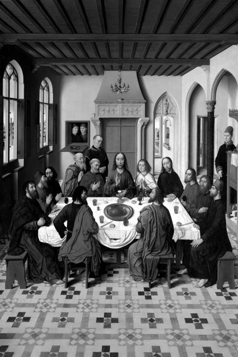 La última cena, Dieric Bouts en blanco y negro