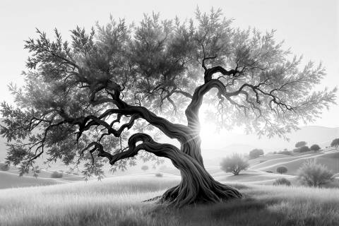 Memoria del Olivar Dorado en blanco y negro