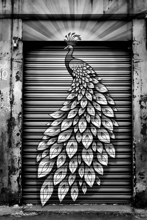 Quetzal Nocturno Déco en blanco y negro