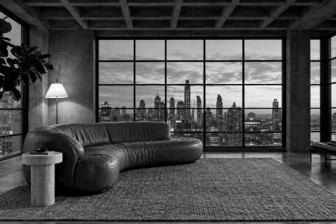 Loft de Concreto en blanco y negro
