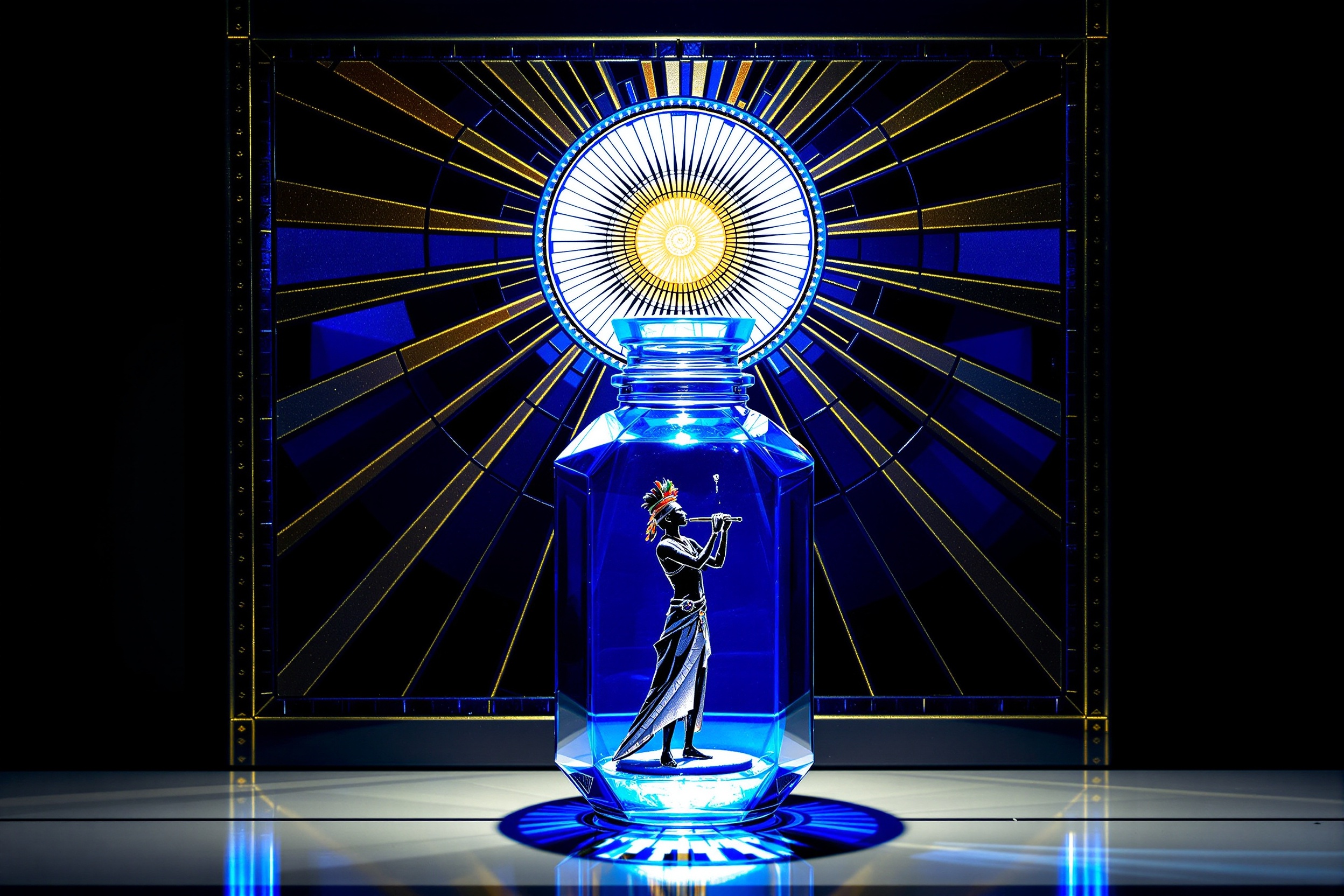 Marakame en Frasco Solar · Vitral Déco Azul