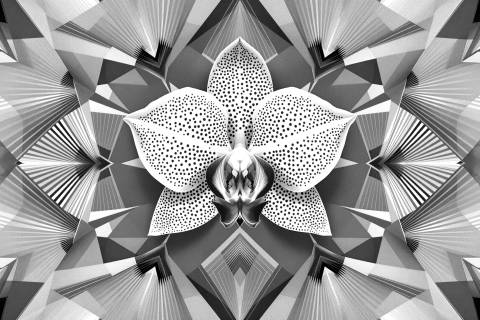 Cattleya Lunar en Espejo Déco en blanco y negro