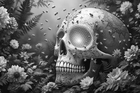 Panal de la Vida en blanco y negro