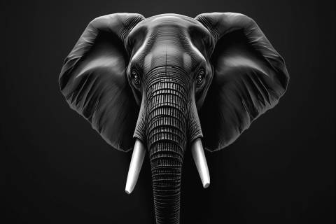 Elefante Esmeralda en Alto Contraste en blanco y negro