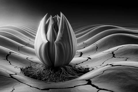 Génesis del Tulipán en blanco y negro