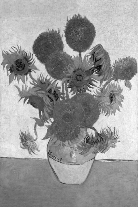 Los Girasoles, Vincent van Gogh en blanco y negro