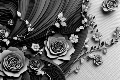 Rosas de Castilla · Pliegues de Ayate en Papel Recortado en blanco y negro