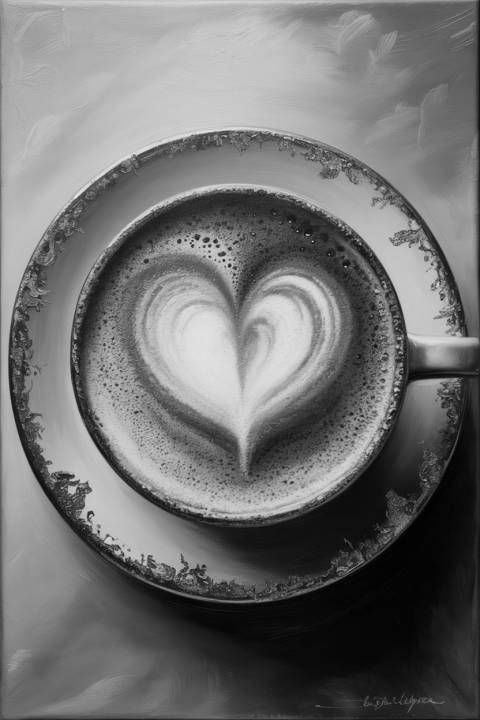 Latte de Cobre — Dualidad Matinal en blanco y negro