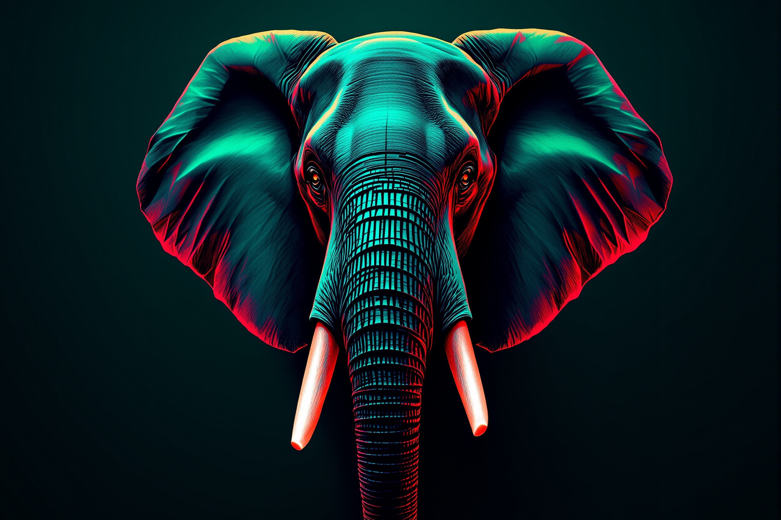 Elefante Esmeralda en Alto Contraste