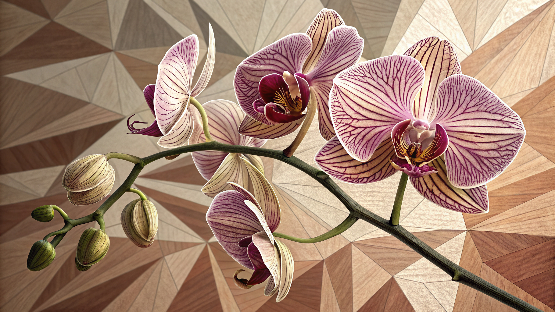 Orquídea Geométrica en Madera
