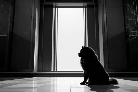 Guardián del Templo Escarlata en blanco y negro