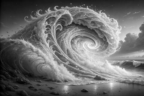 Espuma en Retirada en blanco y negro