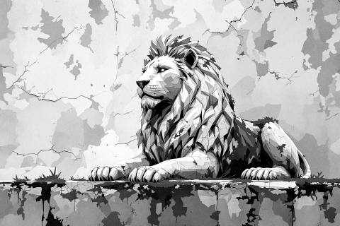 León de Musgo — Infinito en Blush en blanco y negro