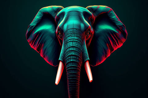Elefante Esmeralda en Alto Contraste