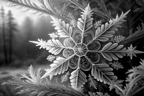 Renacer de Escarcha en blanco y negro