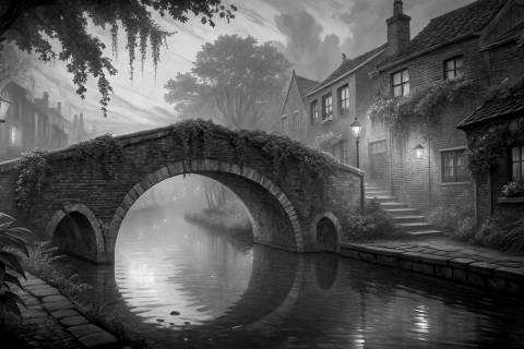 Canales Hechizados al Amanecer en blanco y negro