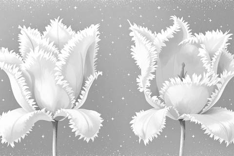 Escarcha Eterna: Tulipanes Flecados en blanco y negro