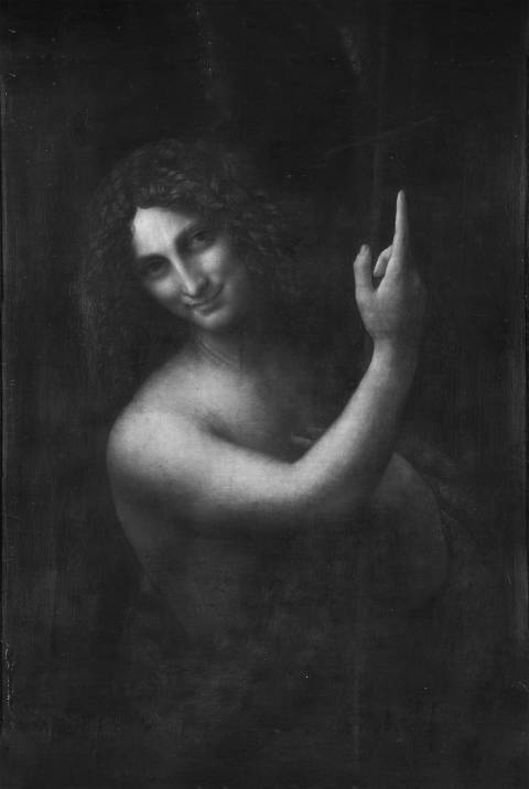 San Juan Bautista, Leonardo da Vinci en blanco y negro