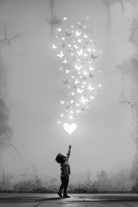 El Vuelo del Deseo en blanco y negro