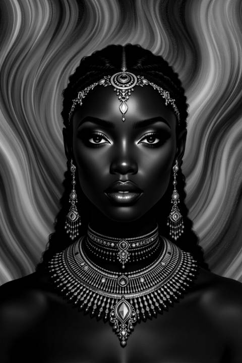 Reina del Infinito Aurora en blanco y negro