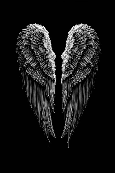 Gravedad Sagrada · Alas en Hilo Índigo en blanco y negro