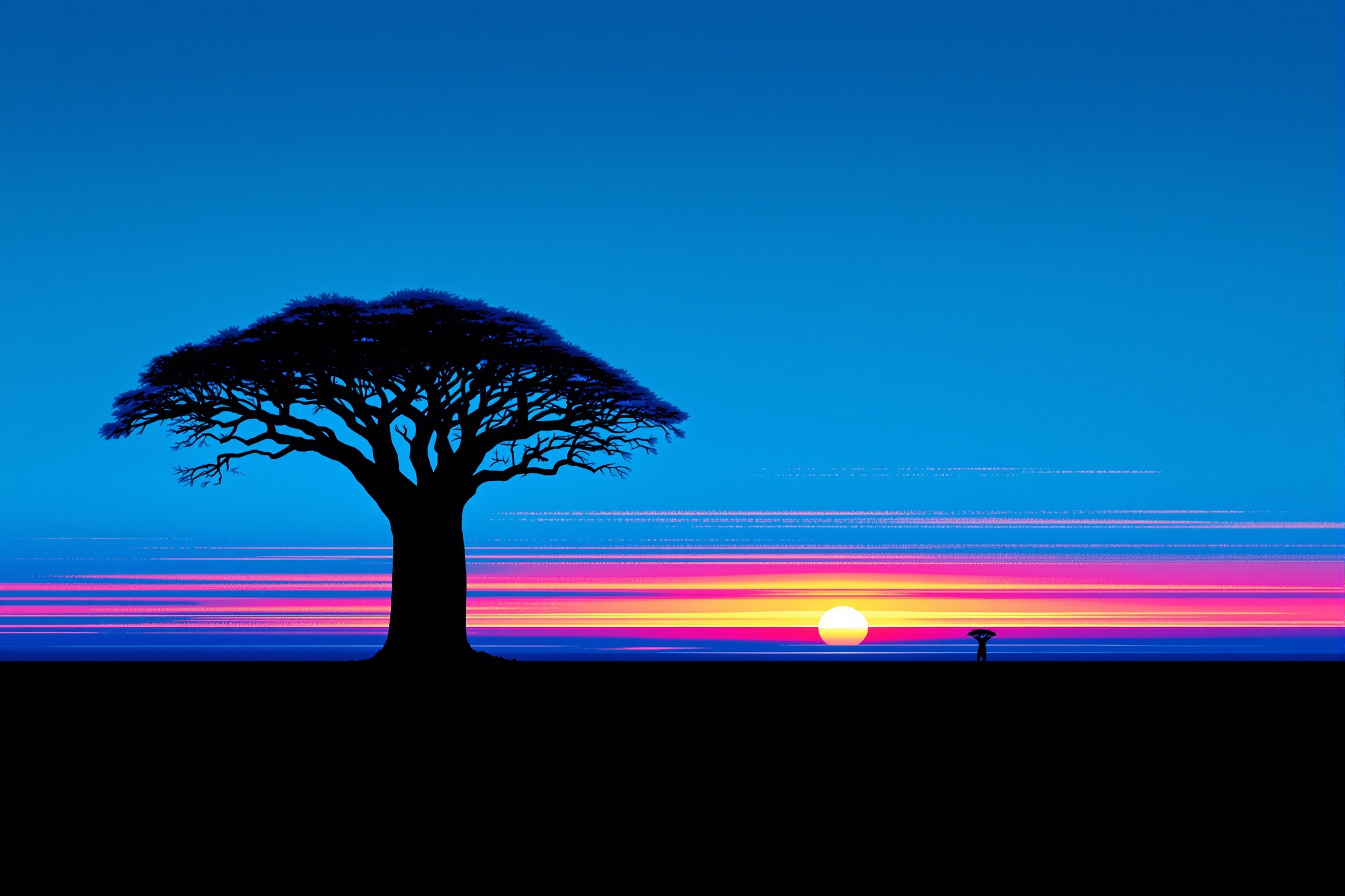 Baobab Glitch Azul · Crepúsculo Fragmentado