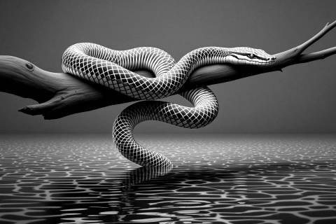 Serpiente Óptica en Bruma Neón en blanco y negro