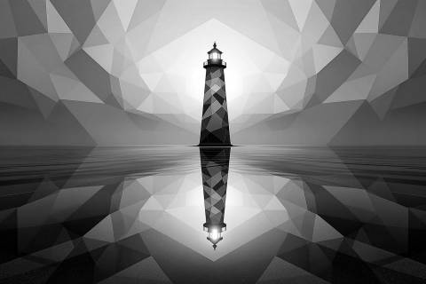 Faro de Marea Espejo en blanco y negro