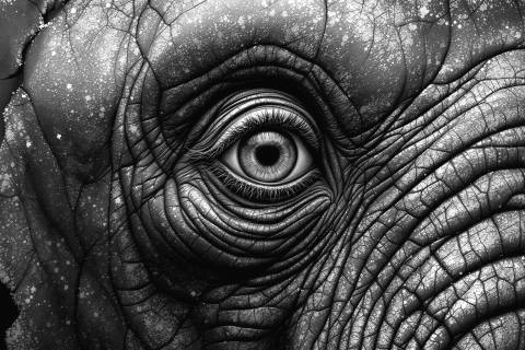 El Ojo Ancestral del Guardián en blanco y negro