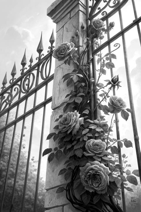 Zéphirine Ascendente en blanco y negro