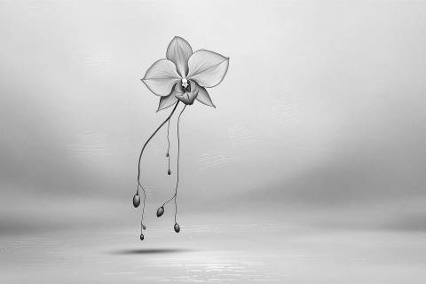 Vanda Suspendida al Alba en blanco y negro